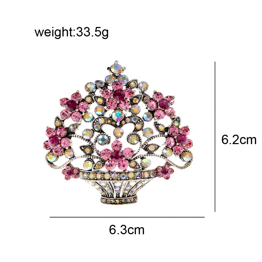 Strass-Blumenkorb-Brosche für Damen, Vintage, Bunte Anstecknadeln, Abzeichen, Herbst-Schmuck, Mantel-Accessoires