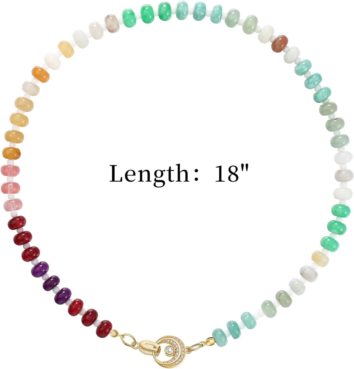 Colorful Boho Beaded Necklace for Women, Multilayer Gemstone Choker Jewelry, 18K Gold Plated Natural Stone Beach Surfer Necklace - Image 7