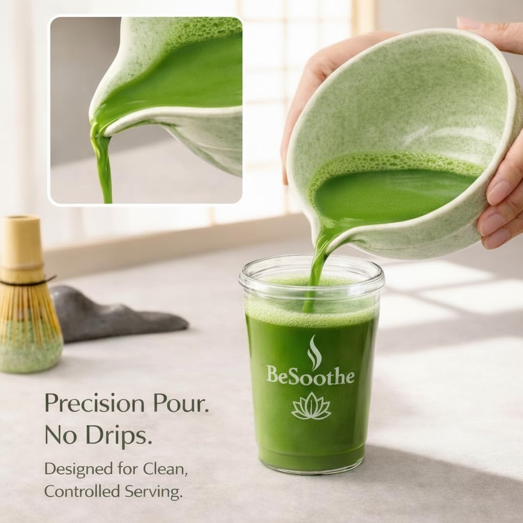 Matcha Whisk Set 8Pcs – BeSoothe Premium Japanese Tea Ceremony Kit, 8 Pcs with Spout Bowl, Bamboo Whisk & Holder, Scoop, Sifter, Tea Towel – Magnetic Gift Box for Matcha Lovers