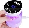 MEKK Mini UV Light for Nails,Peach-Shaped Mini LED Nail Lamp with Auto-Sensor,8 Beads,4 Timer,Professional Single Finger UV Light for Gel Nails Small Gel Nail Lights for Salon & Home DIY Use-Purple