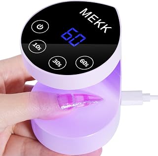 MEKK Mini UV Light for Nails,Peach-Shaped Mini LED Nail Lamp with Auto-Sensor,8 Beads,4 Timer,Professional Single Finger UV Light for Gel Nails Small Gel Nail Lights for Salon & Home DIY Use-Purple