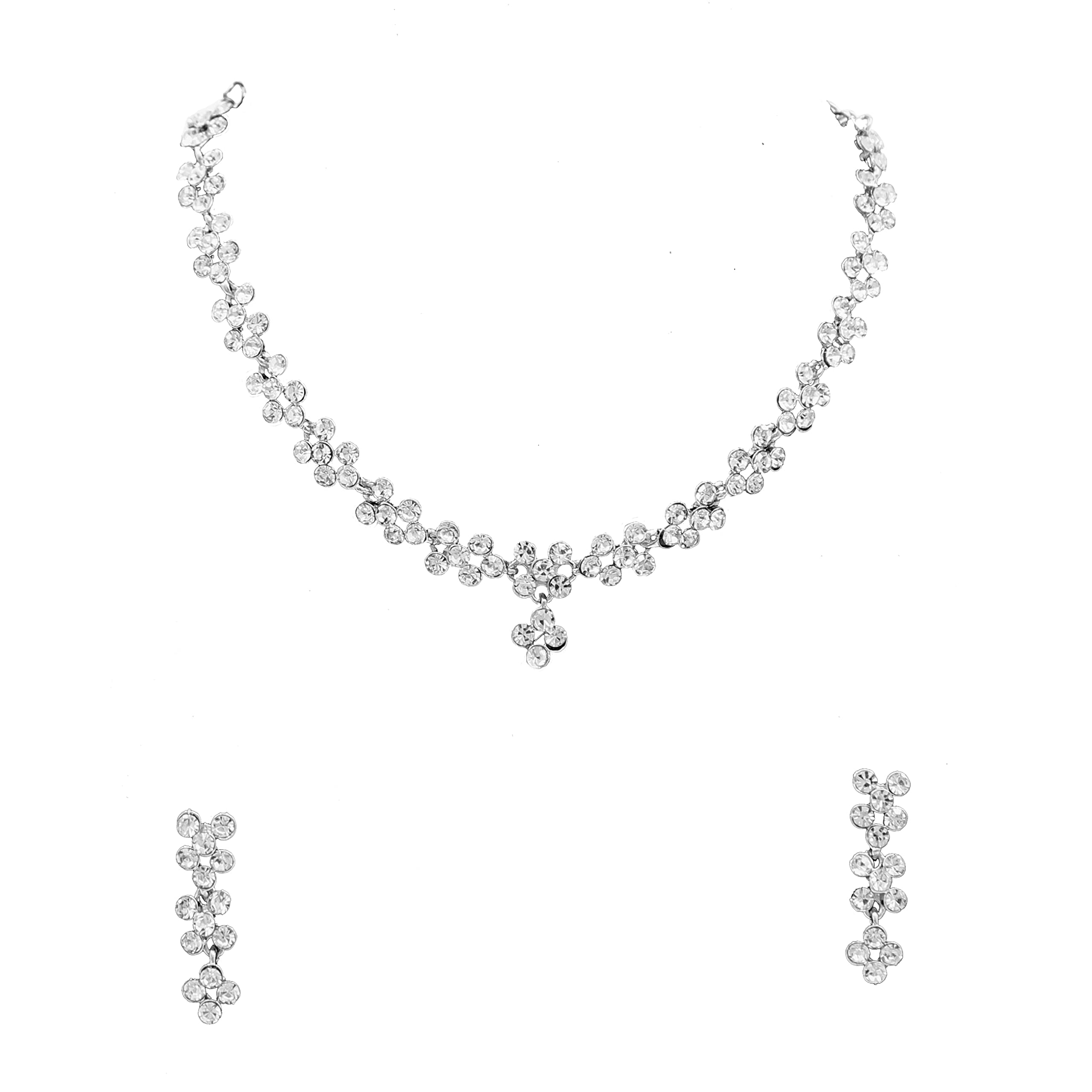 SAIYONI Simple & Elegant Style Austrian Diamond Silver Plated Choker Necklace With Earring Jewellery Set-Silver (B09SHV8GY9) Amazon Price History, Amazon Price Tracker