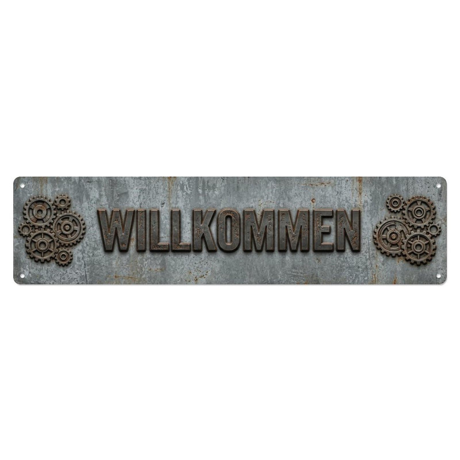 Weathered Zinc Industrial Factory Welcome Metal Tin Sign
