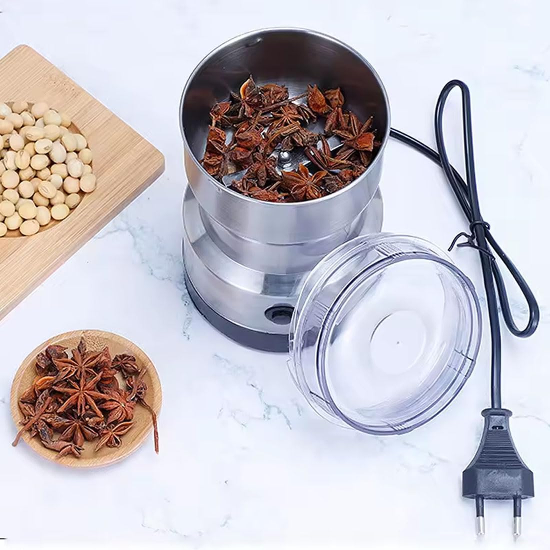 Adbeni Imported Portable Electric Coffee Bean Grinder, Stainless Steel Blade, Ultra-Fine Grain Crusher, Small Household & Commercial Coffee Grinder for Grains & Spices, Compact Handcrafted Pulverizer