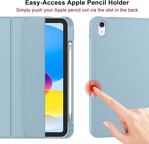 Miniatura 3 de ZryXal Funda para iPad de 10.9 pulgadas de 10.9 pulgadas con soporte para lápices, funda inteligente para iPad con parte trasera de TPU suave