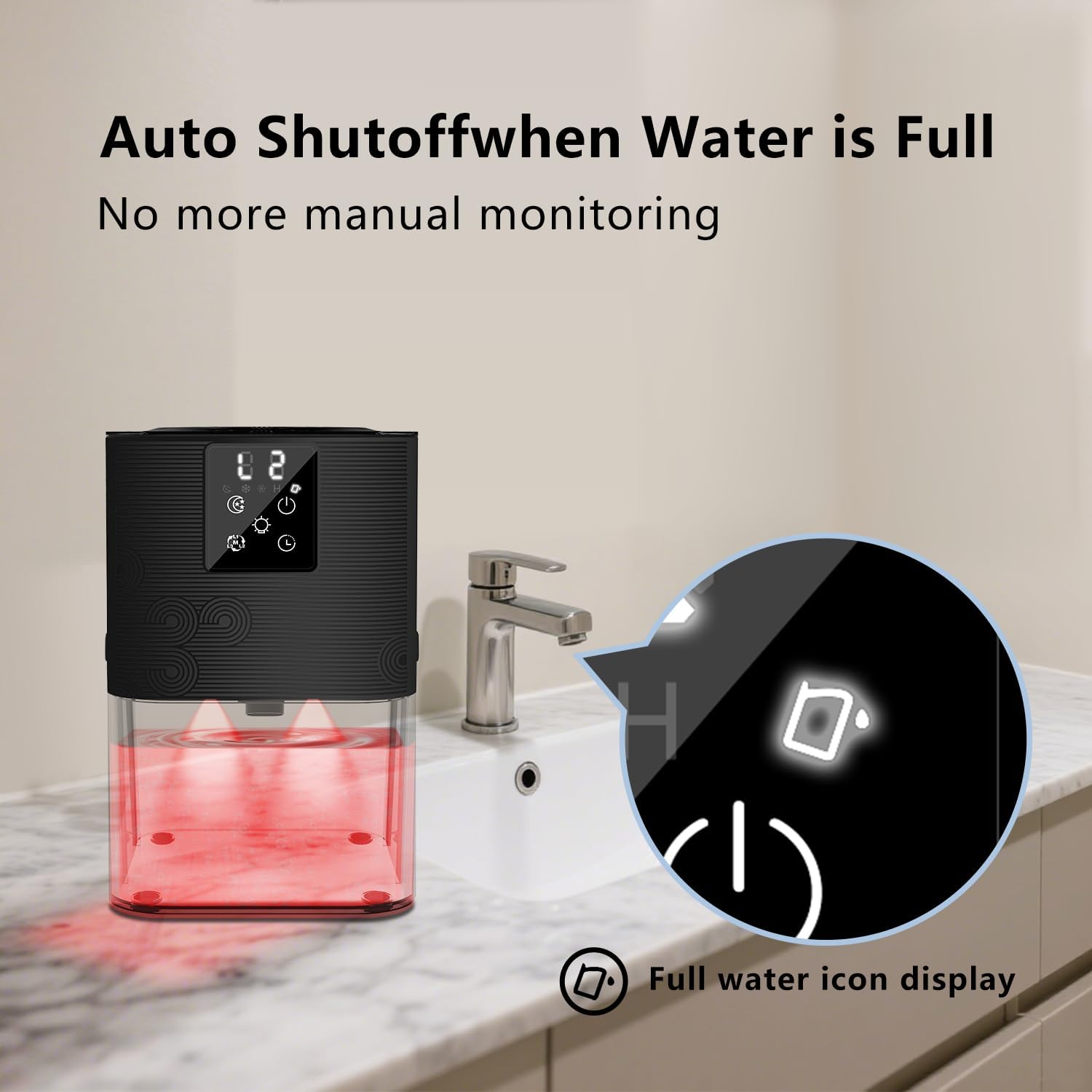 Dehumidifiers for Home,with 105 OZ Water Tank (1000 Sq Ft), Quiet Dehumidifier for Bedroom, Basement, Bathroom, with Auto Shut Off, 7 Colors LED Light (Black)