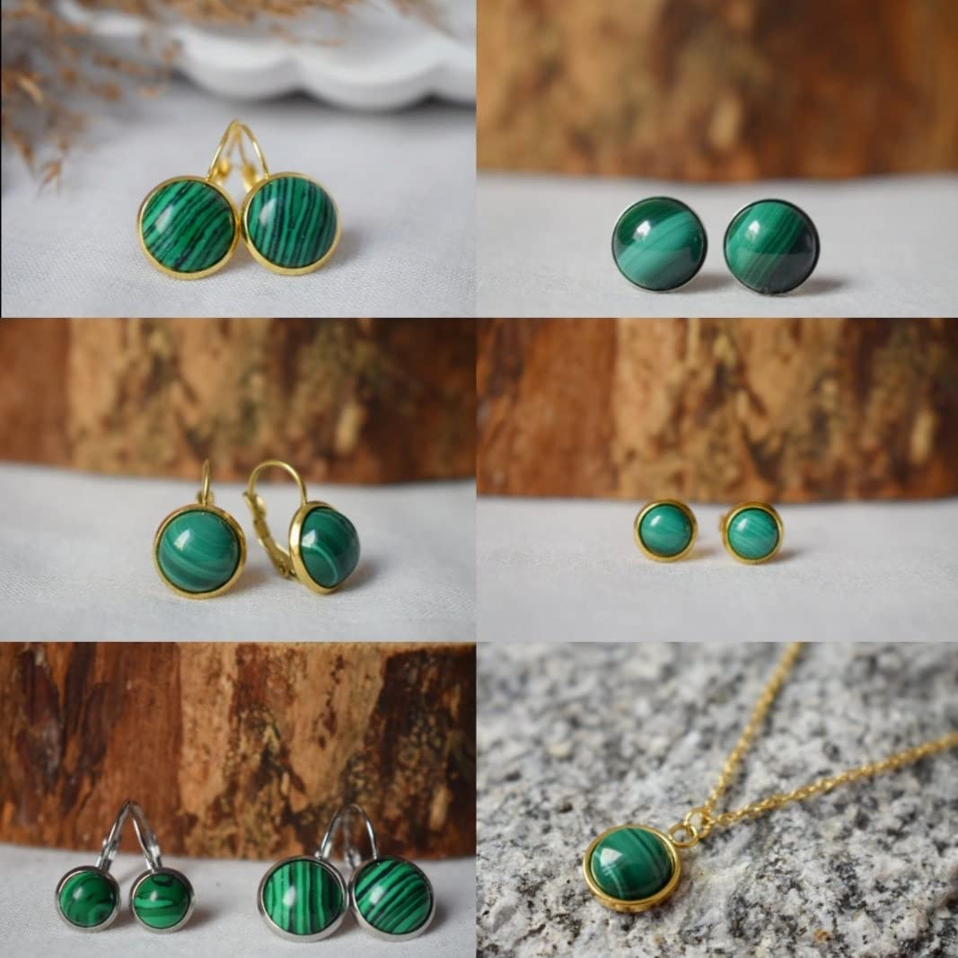 Malachit Kette, Halskette Frauen, 12mm Malachit Anhänger, grün Schlichte Halskette, Schmuck Damen