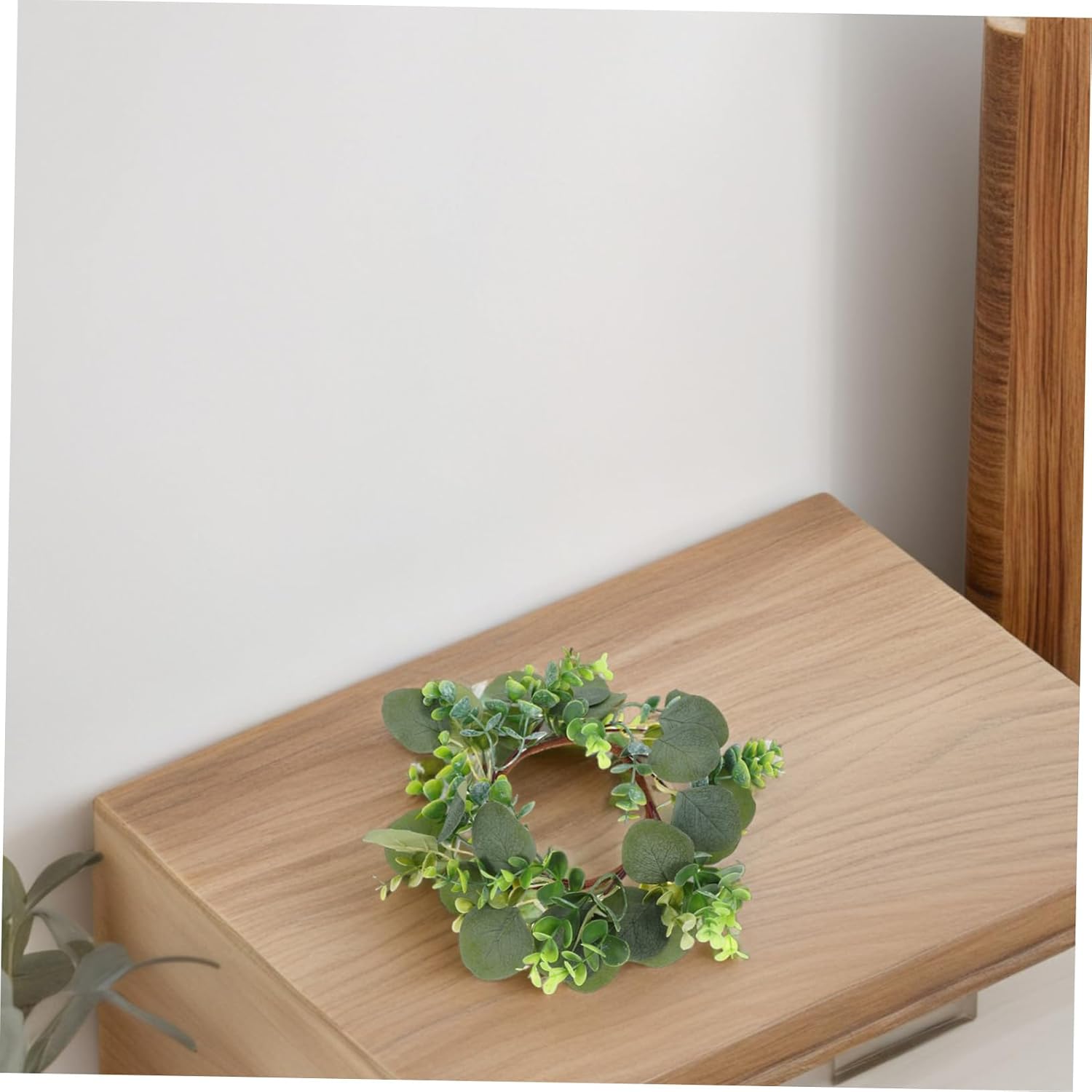 Cabilock Candle Artificial for Tabletop and Door Decor Eucalyptus Leaf Wreath for Home and Party Decoration Small Boho Floral Garland