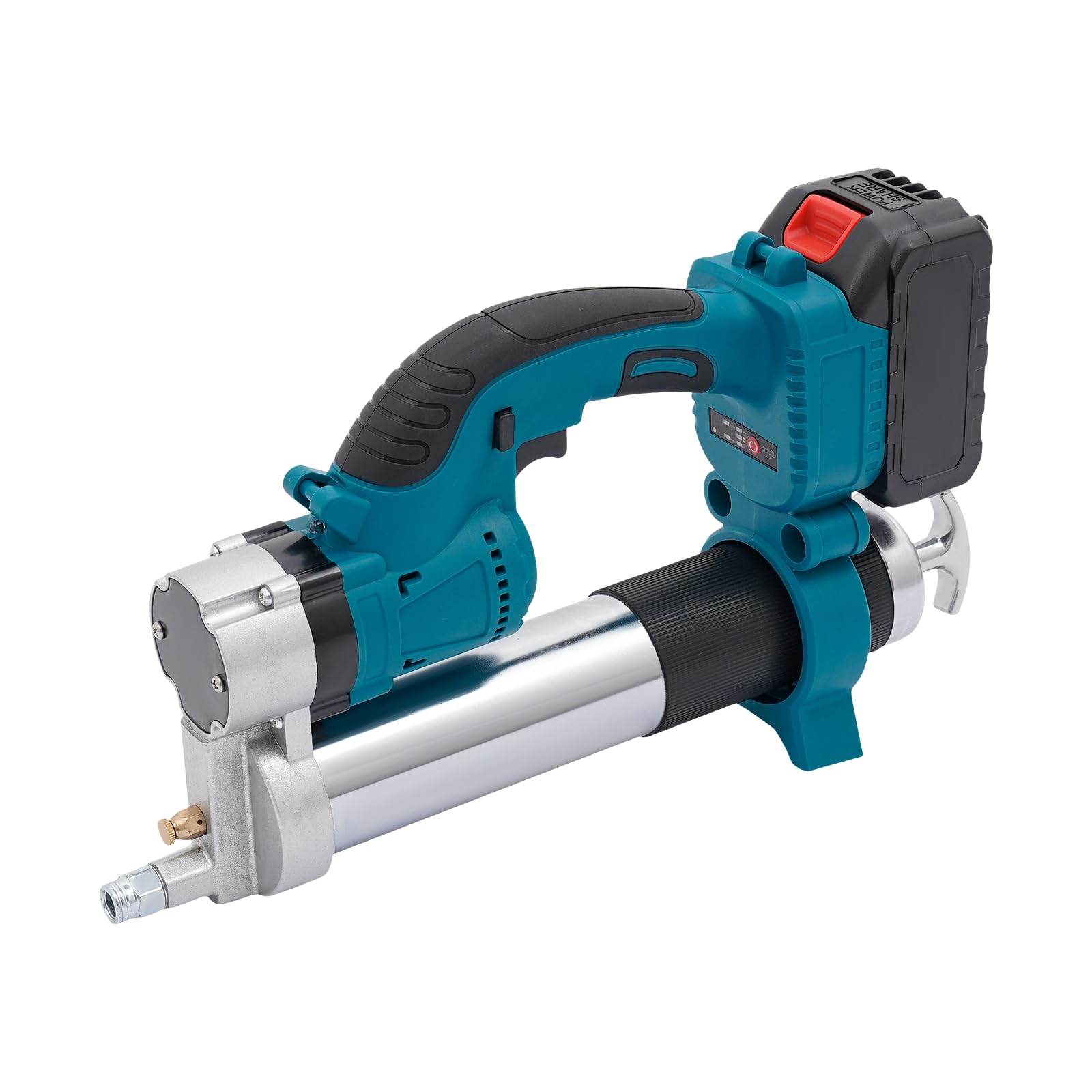 Prensa de grasa eléctrica 21V | Lubricador de alta presión para agricultura e industria – 8500 PSI, tanque de 400cc, 18000 rpm, incl. 2 baterías y bolsa de transporte (Azul)