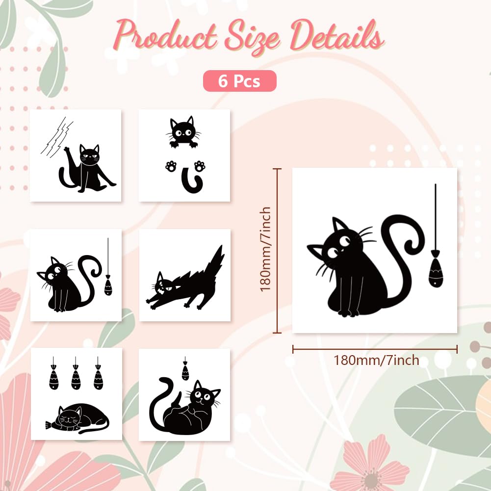 Lichtschalter Aufkleber Funky Cats - 6 Stück Selbstklebende Deko-Etiketten 17,8x17,8cm