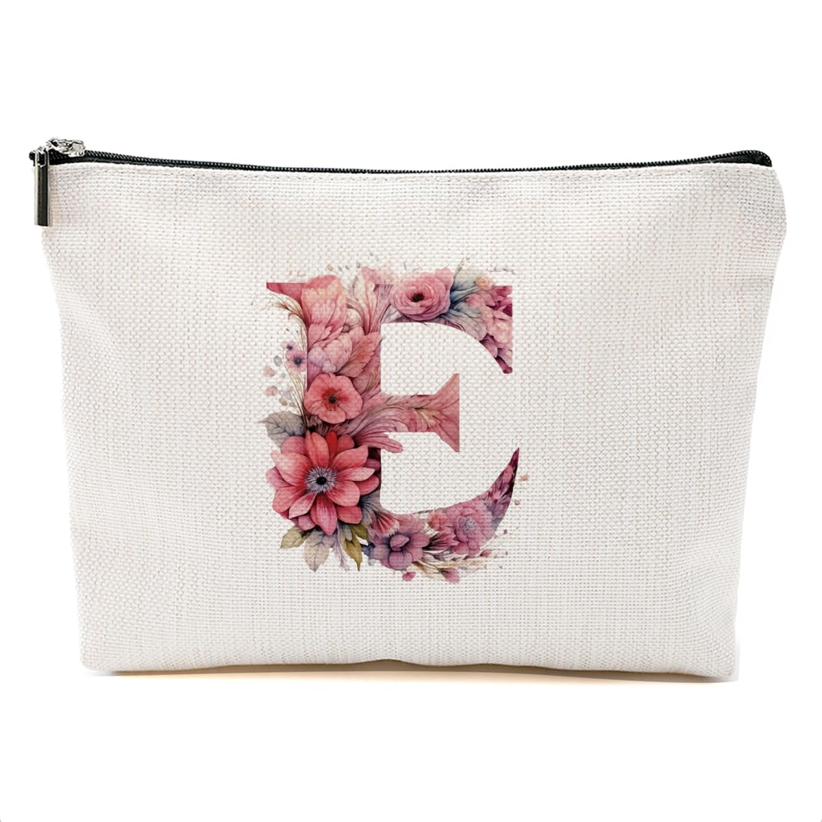 DHKG Initial Makeup Bag Personalized Cosmetic Bag Monogrammed Gifts for Women Sister Friend Travel Organizer Zipper Pouch Teacher Gifts Mothers Day