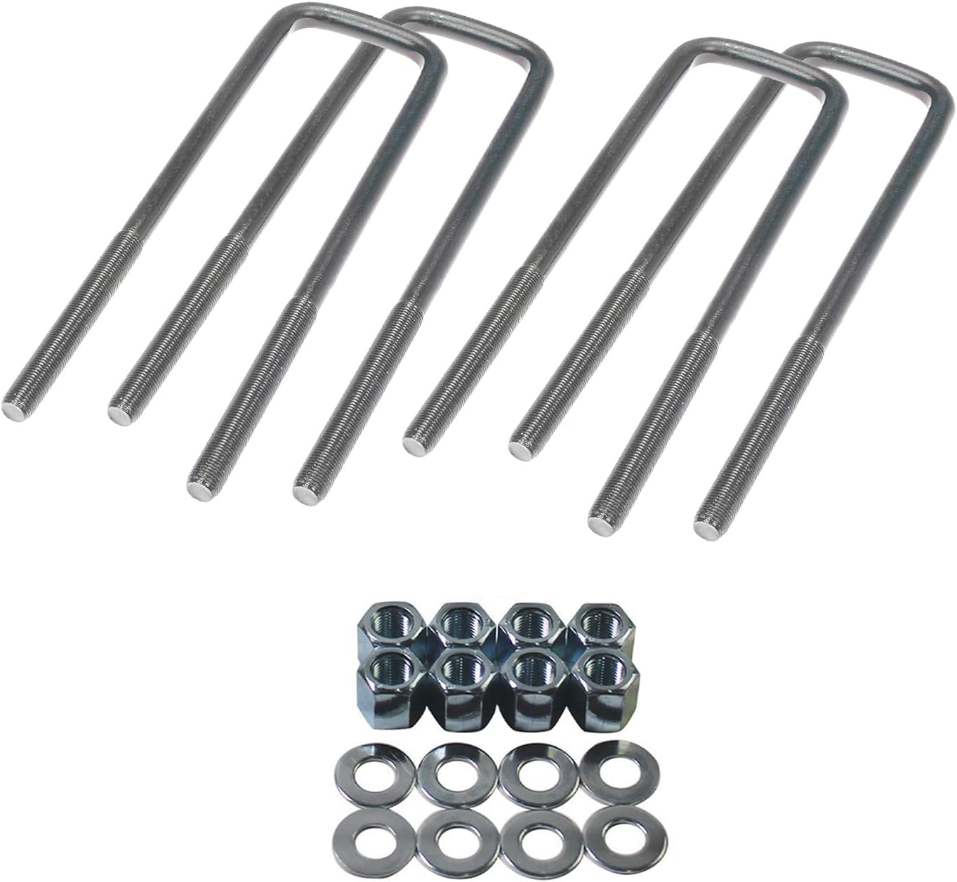 Rear Leaf Spring Axle U-Bolt Kit 2.5" Wide Leaf Springs 15.5" Long, Square U-Bolts with Hardware