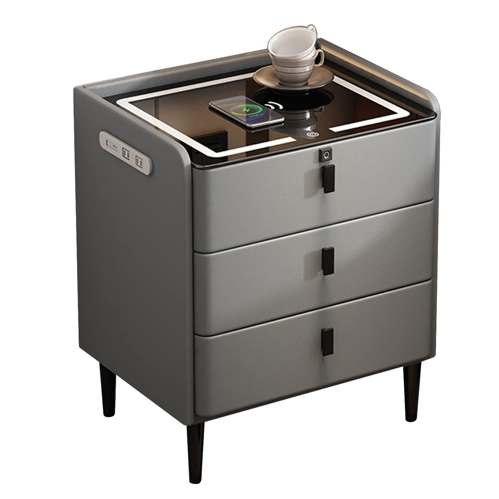 Table de chevet intelligente avec LED réglables et enceinte Bluetooth