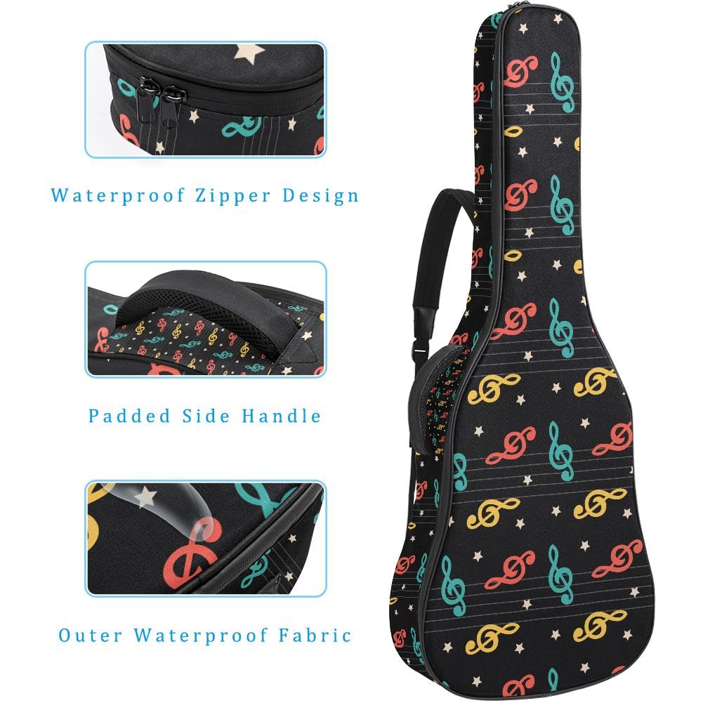 Gitarrentasche, volle Größe, 99 cm, 101,6 cm, 104,1 cm, für Akustikgitarre, Konzertgitarre, 10 mm dick, gepolstert, wasserdicht, mit Tasche, verstellbarer Schultergurt, stoßfest, Mehrfarbig 8