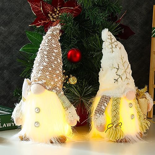 Lutin Noel Petit Gnome Lumineux, Décoration Noël Figurine Peluche, Kit À Suspender Cheminée, Déco Intérieur Maison Murale Fenêtre Porte Cadeaux Enfant Gnome Noel