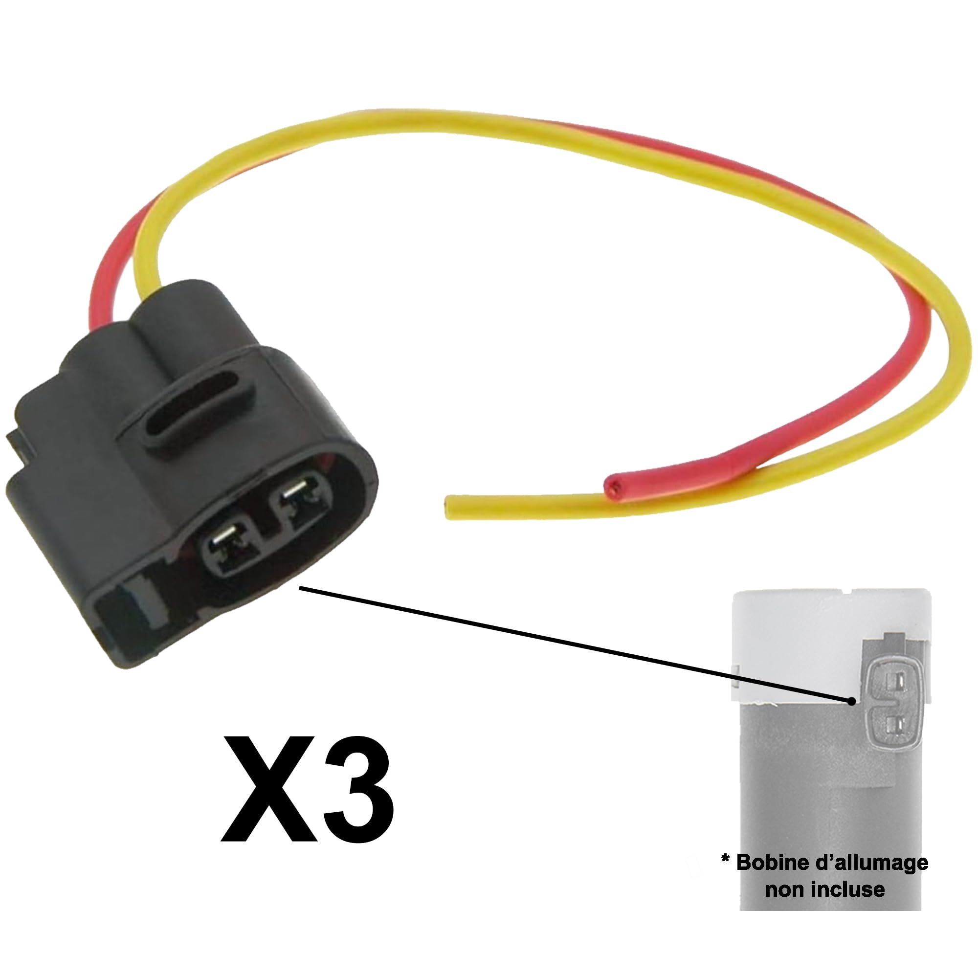 Partsline (Lot de 3) Connectique Bobine Allumage compatible avec Duster Sandero Kubistar Primastar Vivaro A Clio Espace Fluence Kangoo Laguna Modus Scénic Trafic II – 224333529R 8200154186