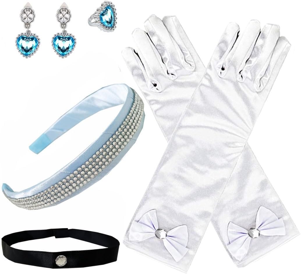Princess Cinderella Dress up Accessories Cinderella Headband Choker Gloves Halloween Christmas Party Favors for Girls