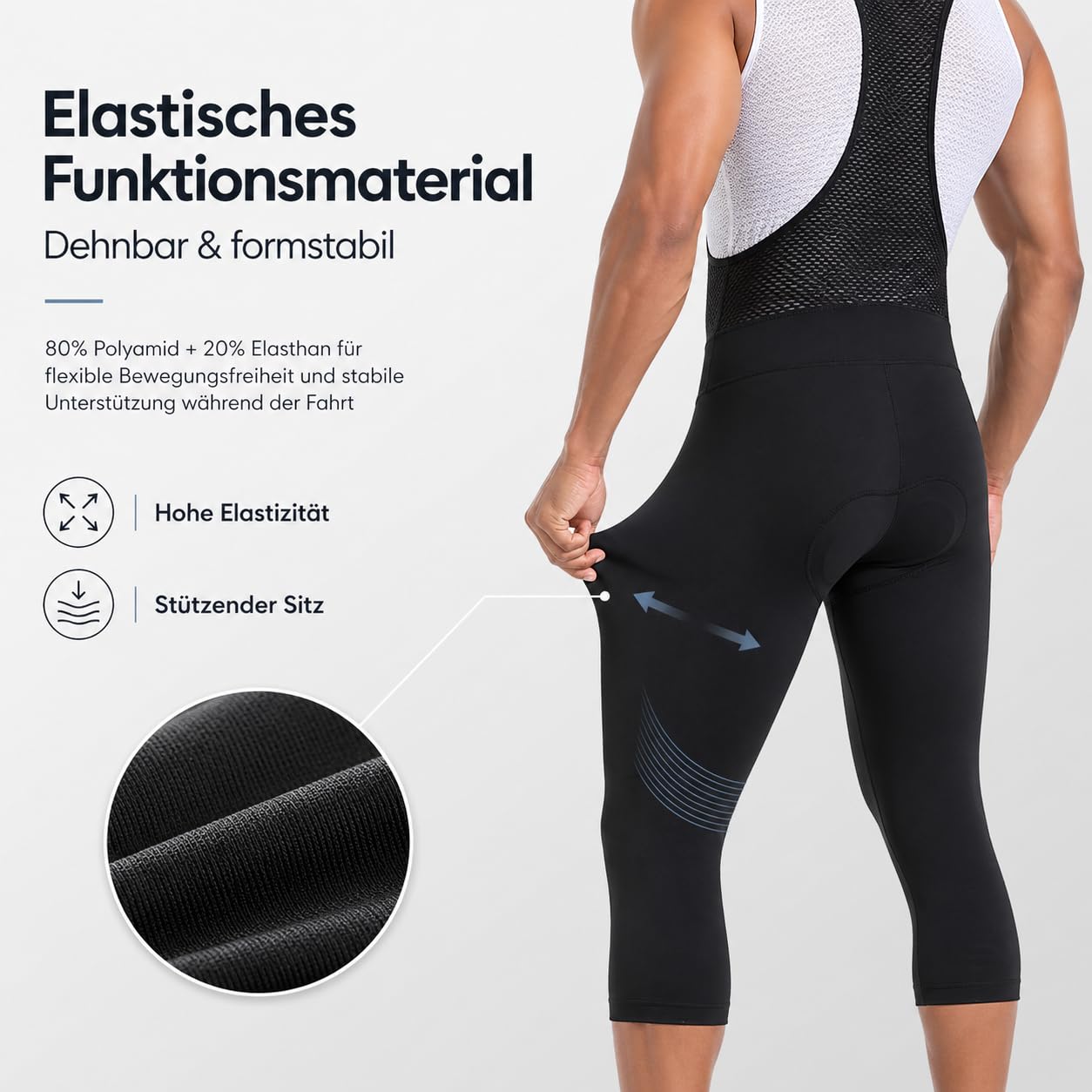 Przewalski Radlerhose Herren 4D Gepolstert, Fahrradhose Herren mit Tasche für Straße und Bergfahrten