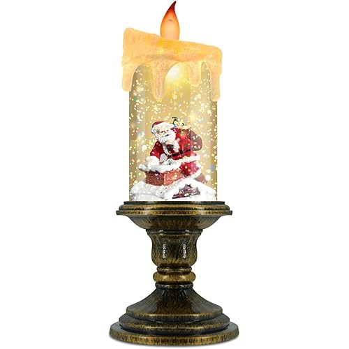 Christmas Flameless Candles, Flickering LED Candles with Timer, Snow Globe Candle Lights for Christmas Decorations