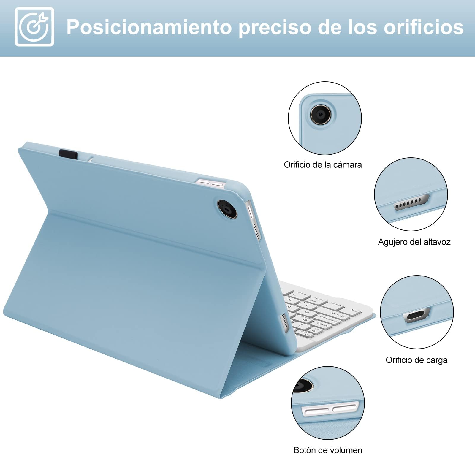 IVEOPPE Teclado para Lenovo Tab M10 Plus 3rd Gen, Funda Teclado Español Ñ Inalámbrico Magnético Desmontable para Lenovo Tab M10 Plus 3rd Gen, 10.61" 2022, Azul Cielo