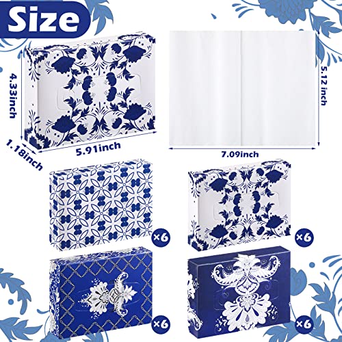 Image of Yinder 24 Packs 960 Sheets Tissue Cube Car Facial Boxes Disposable Facial Travel Tissues Holder for Car 2 Ply 40 Sheets for Household Kitchen School Bathroom (Retro)