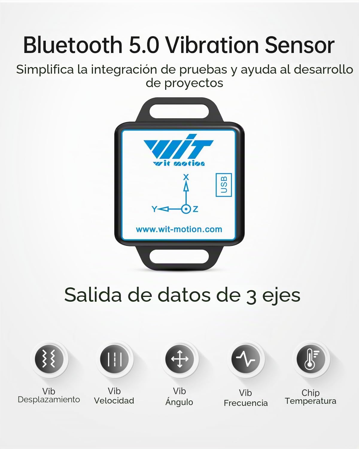[Sensor de vibración BLE] Módulo de vibración inteligente WTVB01-BT50, detector de vibración de 3 ejes (frecuencia, desplazamiento, velocidad y ángulo), monitor inalámbrico de motor de impacto