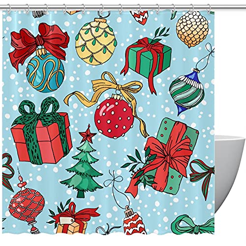 Rideau de douche imperméable Noël 183x183 en tissu hydrofuge haute densité