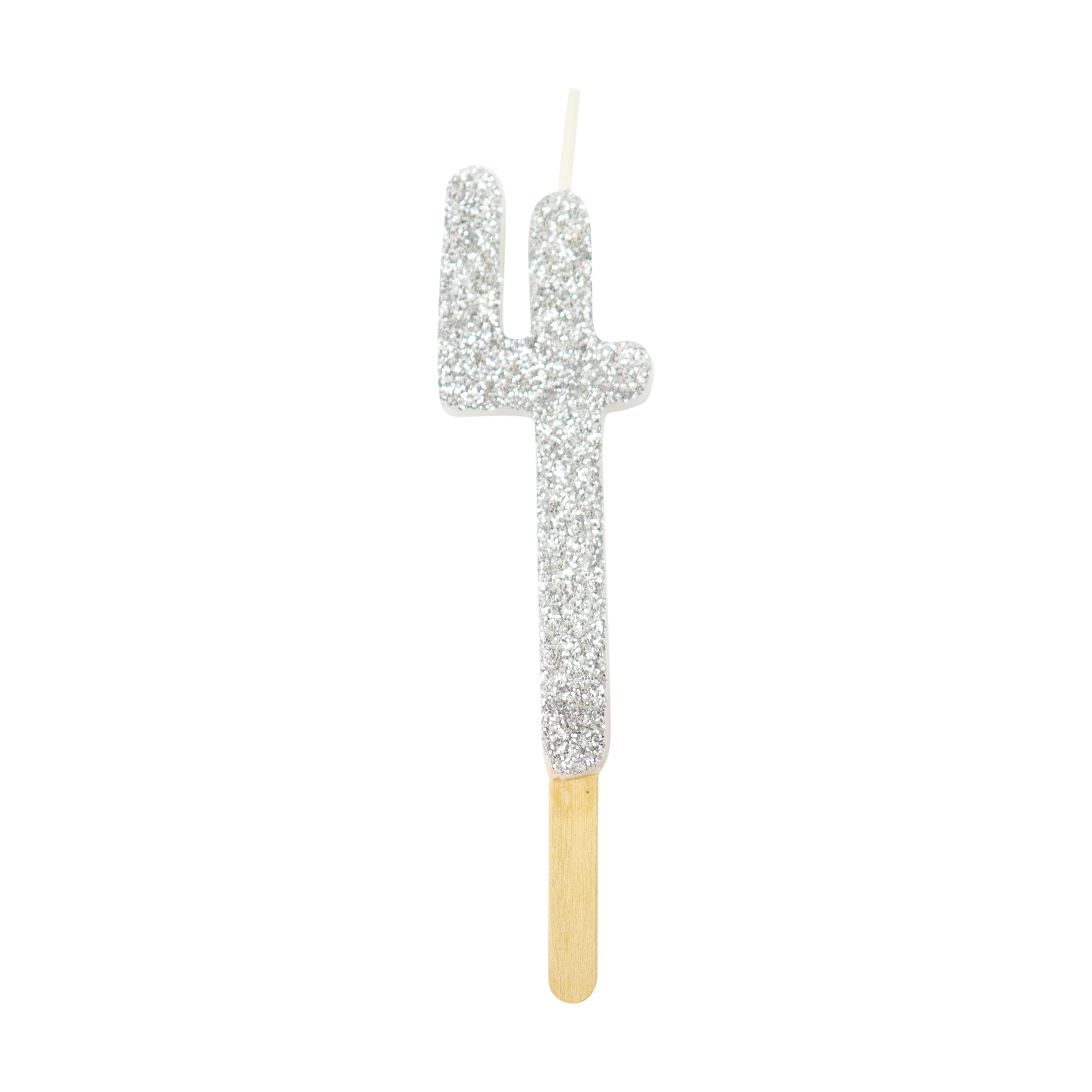 PME Silver Glitter Number Candle 4