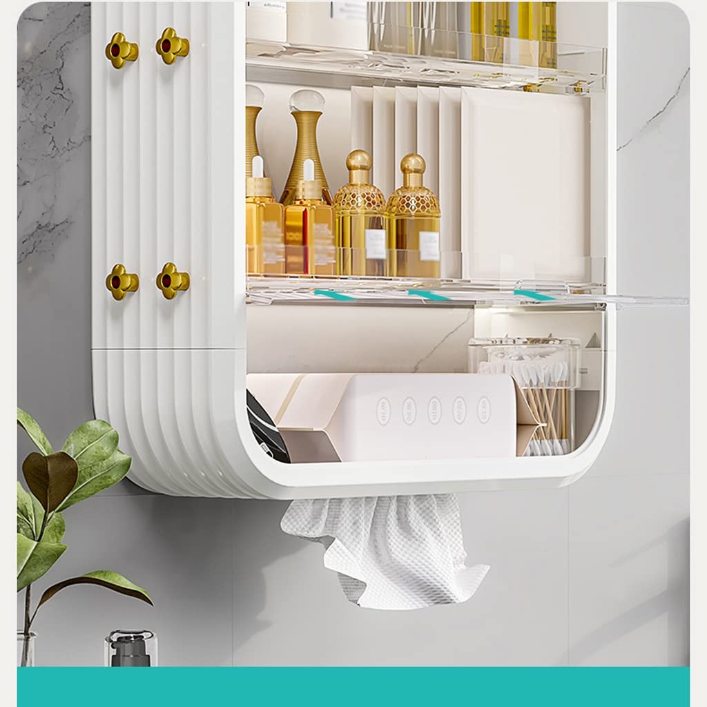 PRUJOY Organizador de Maquillaje, Caja de Almacenamiento de cosméticos para Interiores, Estante de Pared sin Perforaciones para Cocina, Estante de Productos para el Cuidado de la Piel (Brass 70 cm)