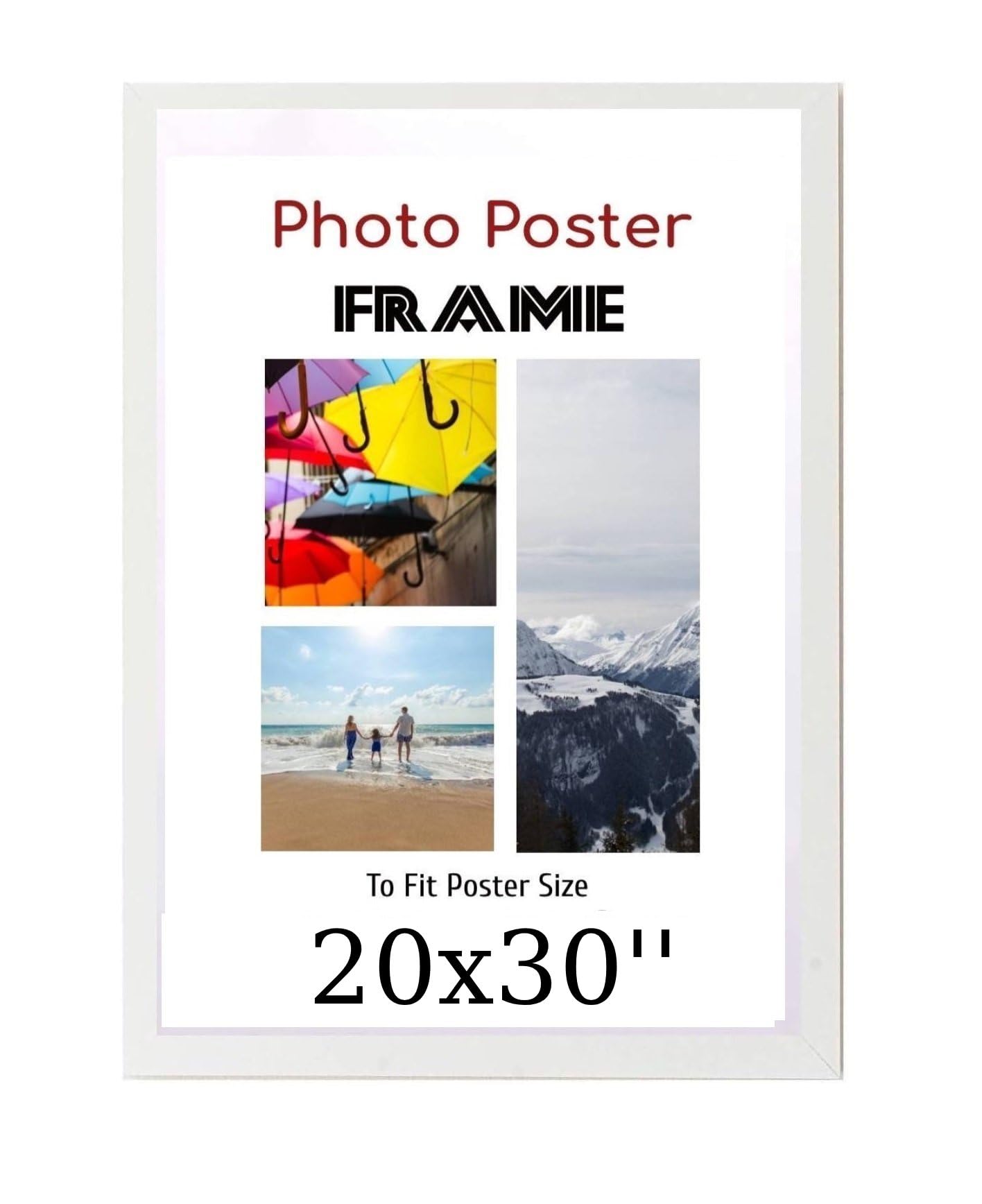 Home Plus Store Ltd White 20 X 30 Inch Poster Frames - Large Mdf Wooden Frames 20X30 Inch - Both Ways Wall Hanging Wall Gallery Living Room Photo Picture Frame With Styrene Shatterproof Perspex Sheet