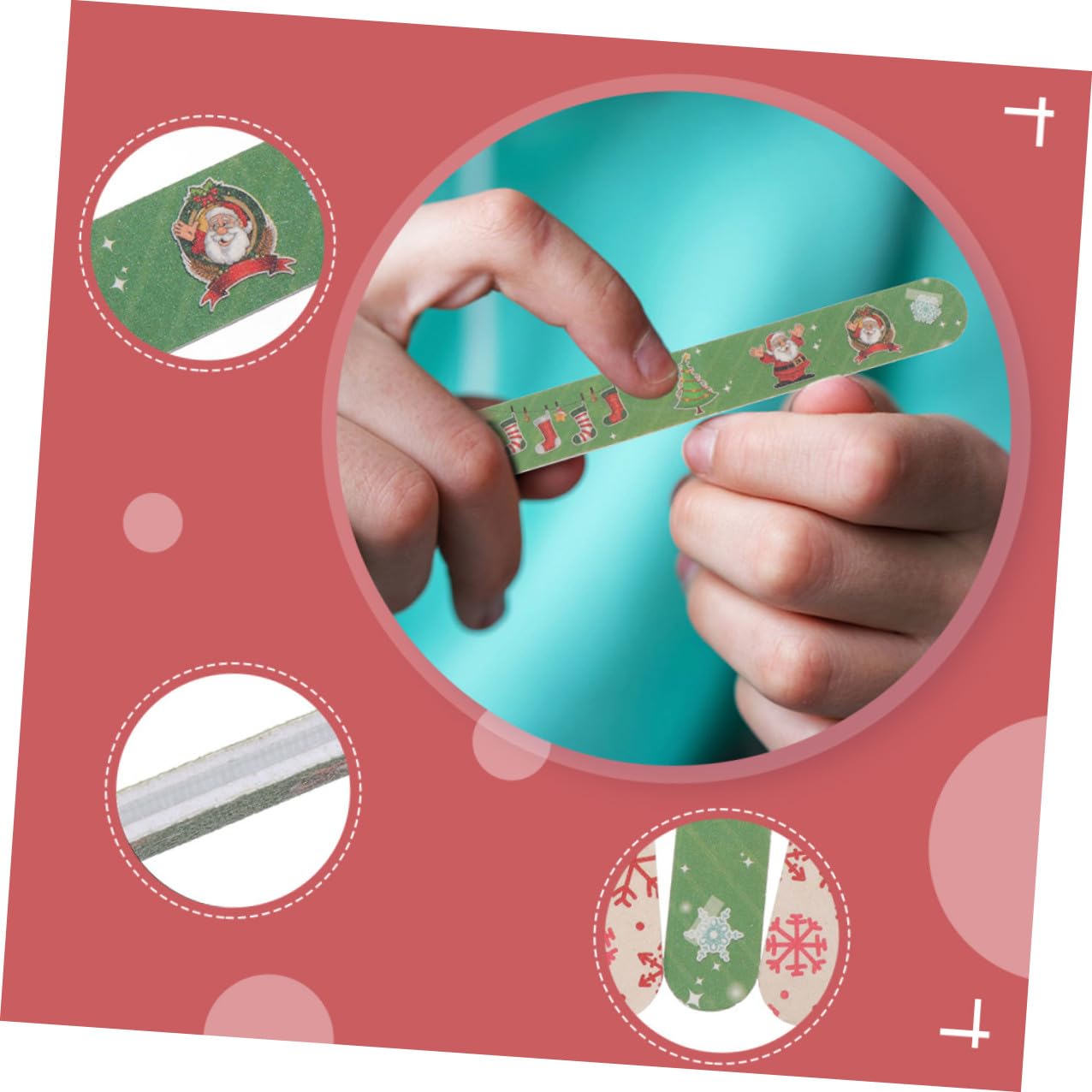 Lot de 24 Limes à Ongles Thème de Noël en Eva, Outils de Pédicure Compacts et Légers, Accessoires Manucure et Polissage pour Ongles Naturels, Présent de Noël Style Plusieurs styles