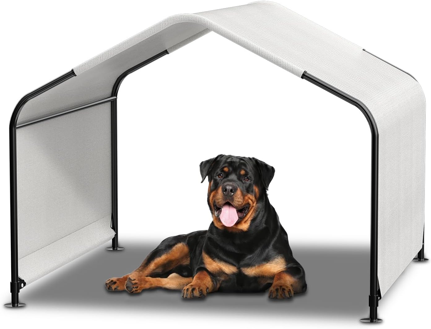 YAZ&OUZ Dog House Outdoor Large Breed, Dog Shade for Outside, 4’x4’x3′ Outdoor Dog House Weatherproof & Snowproof with Sturdy Steel Frame & Ground Nails, Chicken House, Duck House