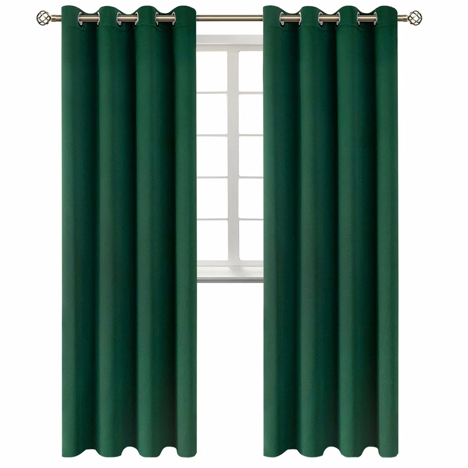 BGment Blackout Curtains for Bedroom - Grommet Thermal Insulated Room Darkening Curtains for Living Room, Set of 2 Panels (52 x 95 Inch, Emerald)