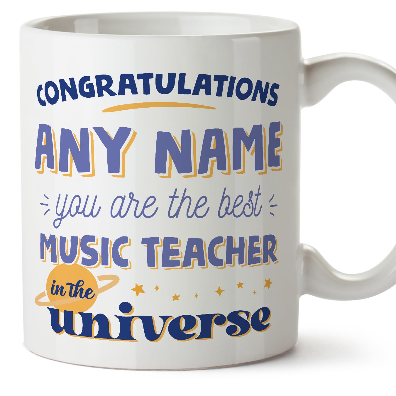 MUGFFINS Music Teacher Mug - in English - Best in The Universe - Funny Gift for Colleagues - Ceramic 11oz Mug