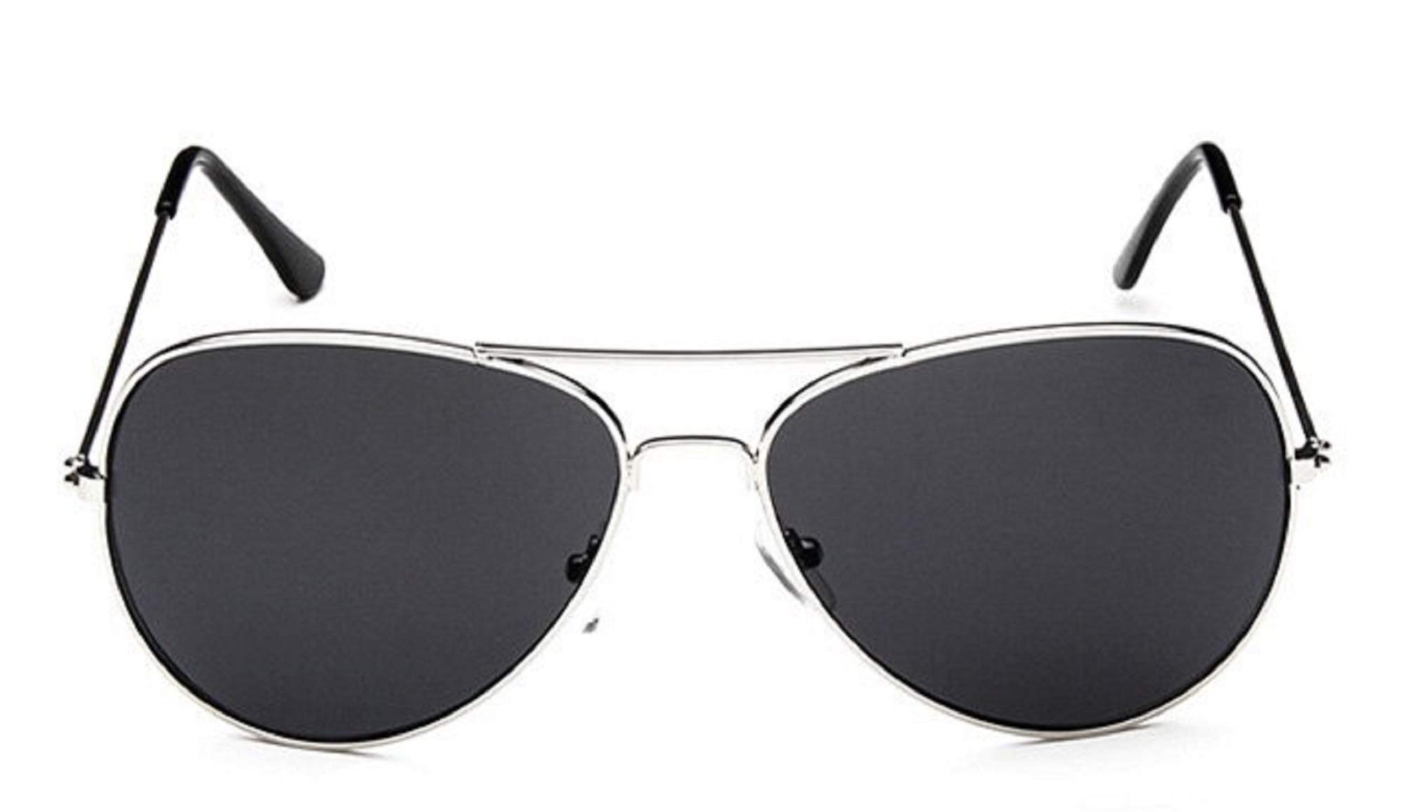 AUGEN Gafas de sol unisex polarizadas clásicas de aviador con marco plateado y lentes negras, Plateado/Negro, Medium