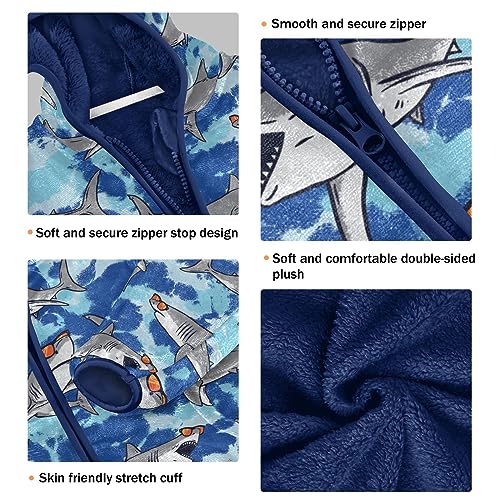 Funny Sharks Tie Dye Boys Fleece Hoody Jacket Zip Up Coat Warm Fall Winter Plush Jacket Long Sleeve Outerwear3