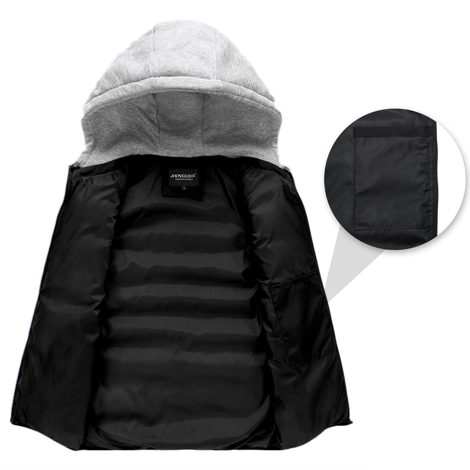 Gilet Smanicato Uomo Caldo Imbottito Invernale con Cappuccio Antivento Giacca Senza Maniche Sportivo Giubbotto Casual con Zip