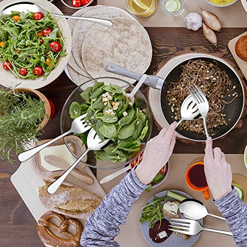 Homikit Stainless Steel 3 Serving Spoons, 3 Slotted Serving Spoons And 3 Serving Forks, Metal Serving Utensils Hostess Set For Catering Dinner Party Buffet Banquet Restaurant, Dishwasher Safe #TOP6