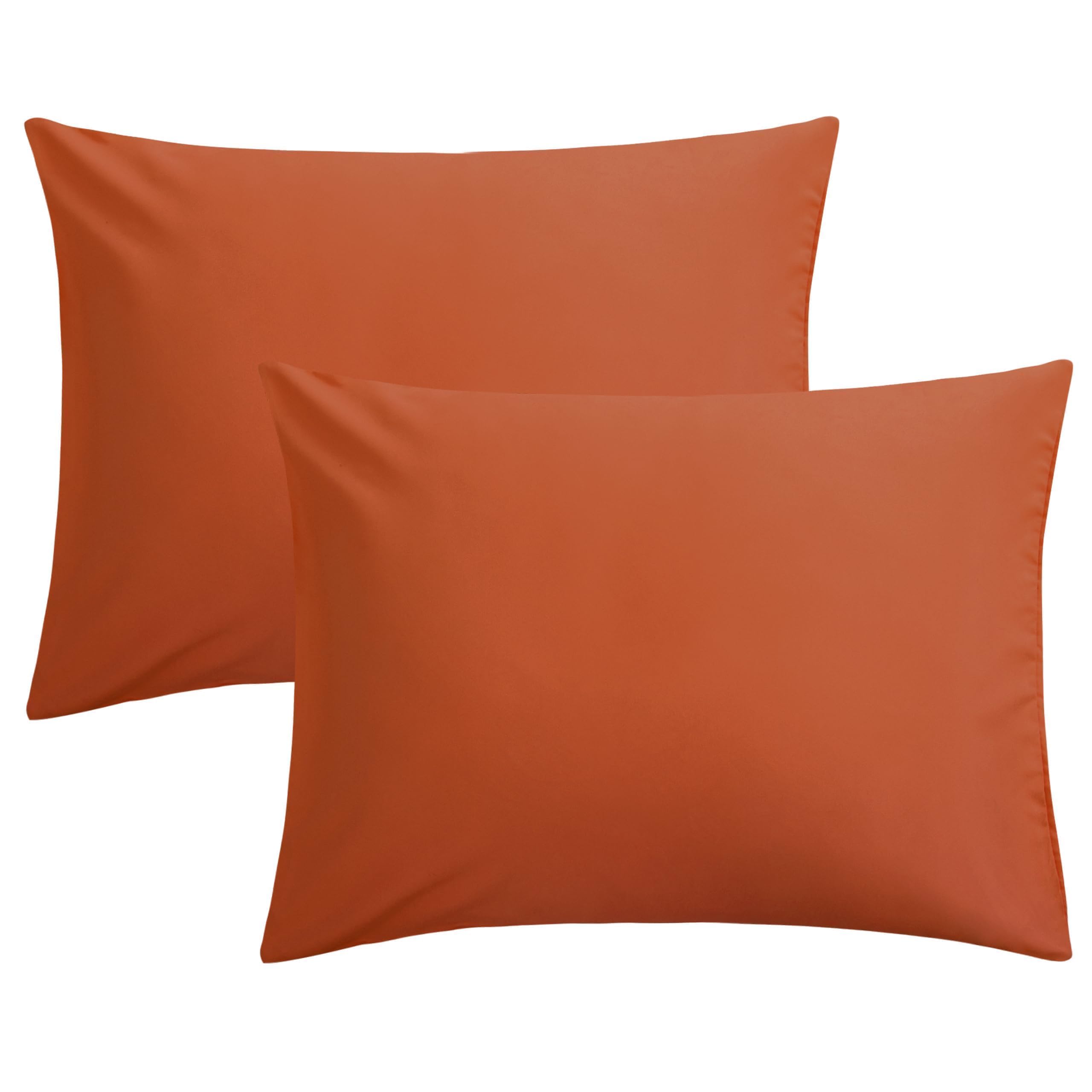 FLXXIE 2-Pack Microfiber Standard Pillowcases, Envelope Style, Burnt Orange