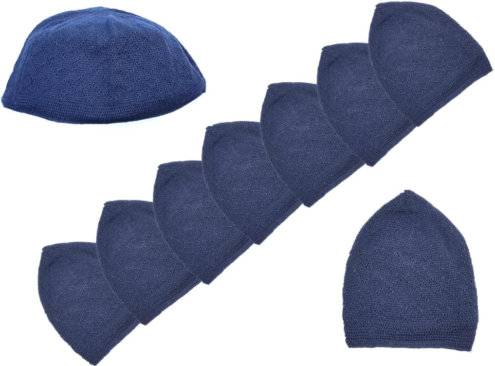 Turkish Muslim Knitting Kufi Hats for Men Blue Topi for Men Muslim Skull Cap Takke Islamic Caps Standard Size Ramadan Gift