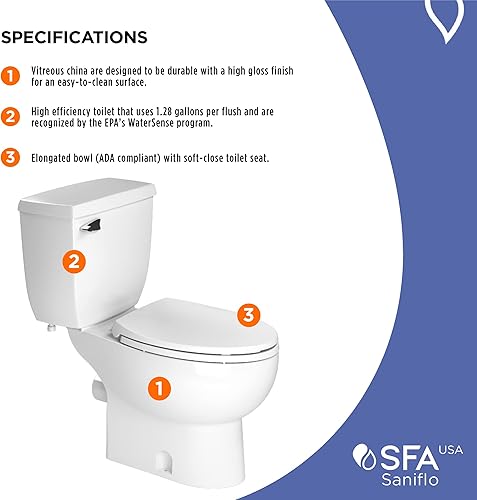 Miniatura 46 de SFA SANIFLO - Saniplus - Bomba maceradora - Aplicaciones de baño completo - Doble propósito - Acero inoxidable endurecido - Certificado CSA