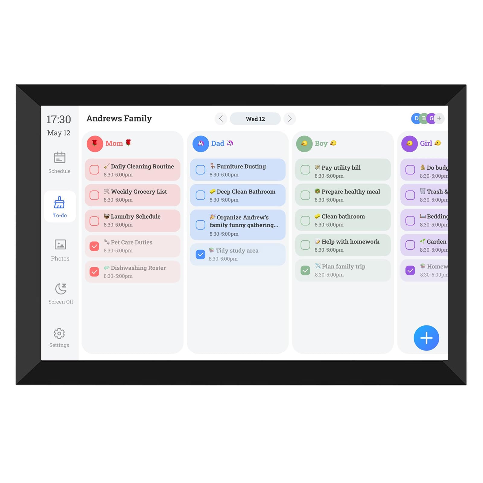 YUYTE Wandkalender Digitaler Kalender 10,1 Zoll Digitaler Kalender und Planer – HD-Touchscreen- mit Aufgabendiagramm für Familien- und Büroorganisation