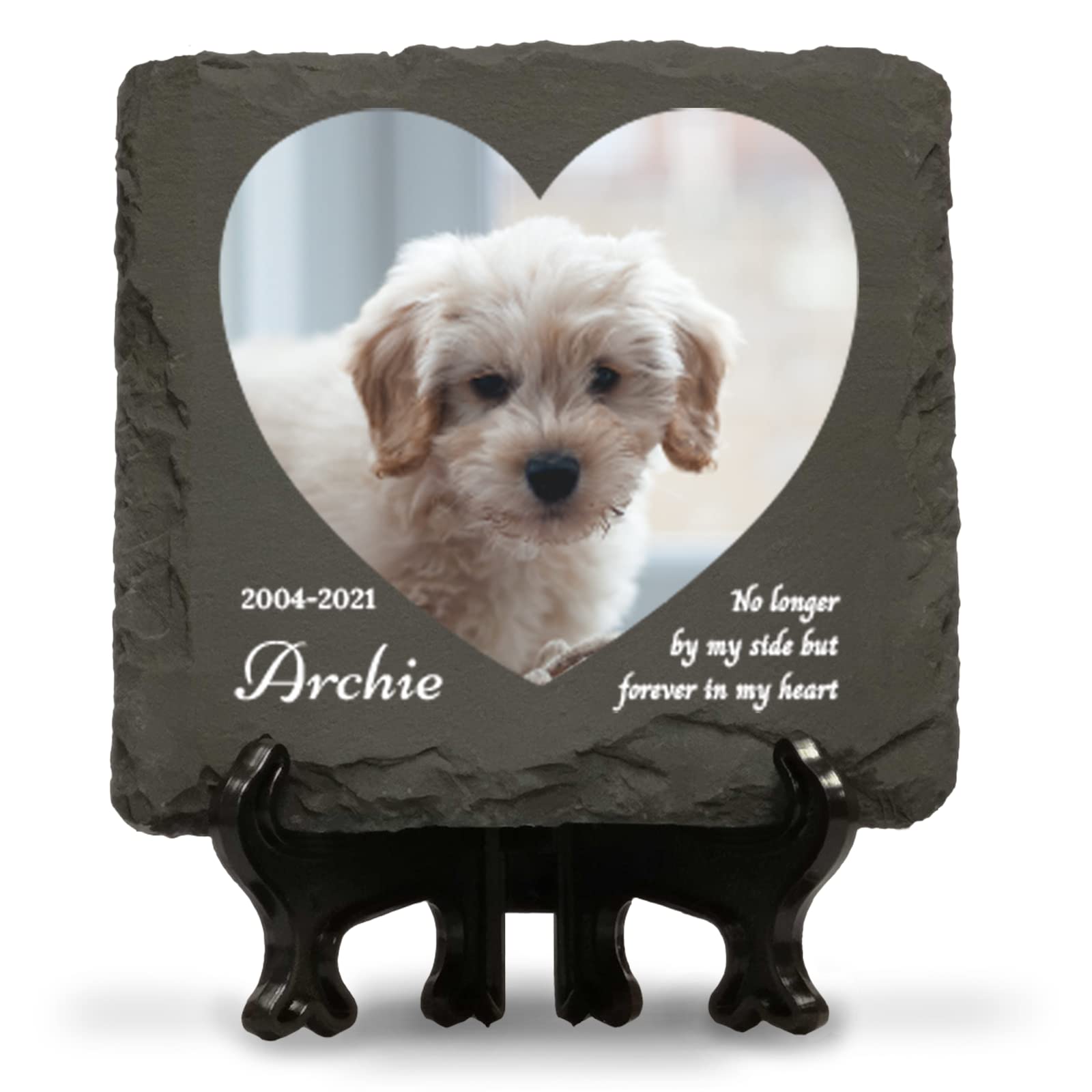 You Personalise Personalised Pet Memorial Plaque with Photo and Text Square Slate for Dog Cat 100mm with Optional Display Stand