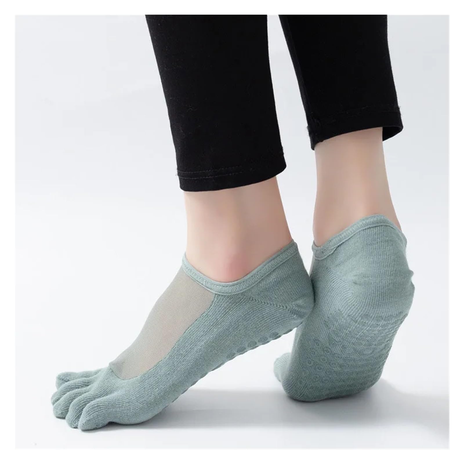 Yoga Socken Pilates Vollzehensocke Damen Yoga Zubehör Mesh Rutschfestes Silikon No-Show Five Toes Socke Sportsocken(Blue3)