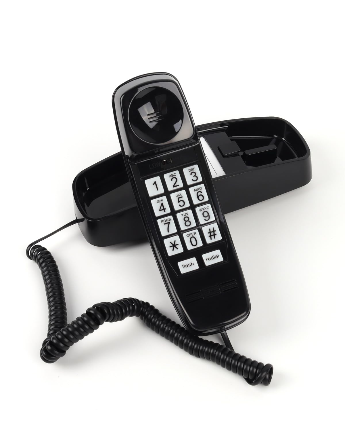 Wall Phone Design Landline Phone with Corded, Loud Volume, Flashing Light and Large Button, Desk and Wall Mounted Analog Phone for Home, Black