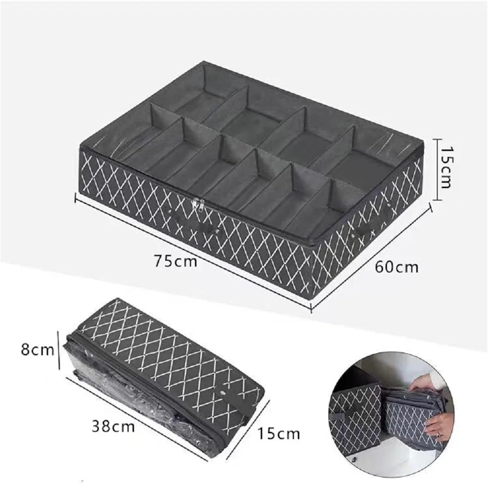 Organizzatore Di Scarpe Sotto Il Letto Scatola portaoggetti in tessuto non tessuto pieghevole for riporre le scarpe sotto il letto con 12 griglie, con finestra trasparente for scarpe salvaspazio Per R