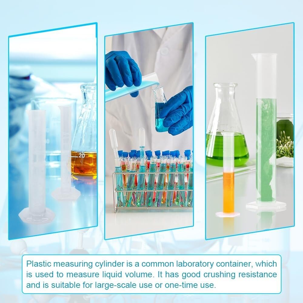Probeta de Laboratorio para Ciencias, Cilindro Graduado de plástico con Base Hexagonal 10ml-2000ml(250ml)