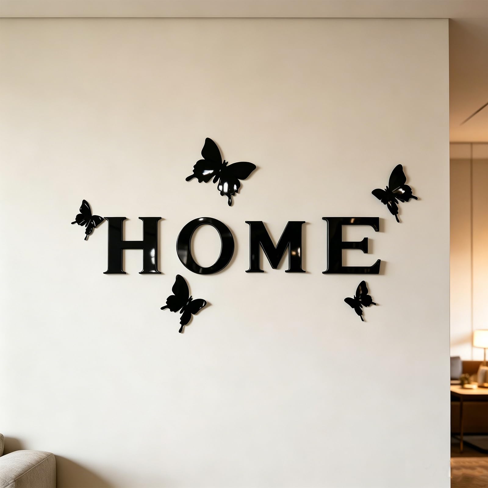 Modern Mirror Wall Stickers - Removable Self-Adhesive Acrylic Wall Decoration for Living Room, Bedroom - Butterfly & Letter Design
