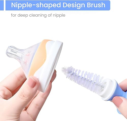 Miniatura 4 de Juego de cepillos para biberones 4 en 1, cepillo para biberones para bebé, juego de cepillos limpiadores de biberones, incluye cepillo de nailon