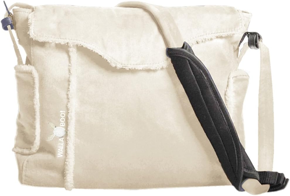 WallabooNappy Changing Bag (Stylish and Durable Faux Suede, Include Changing Pad, Bottle Case, Accessory Pouch) - Ecru